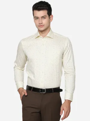 Light Yellow Printed Slim Fit Formal Shirt | Metal