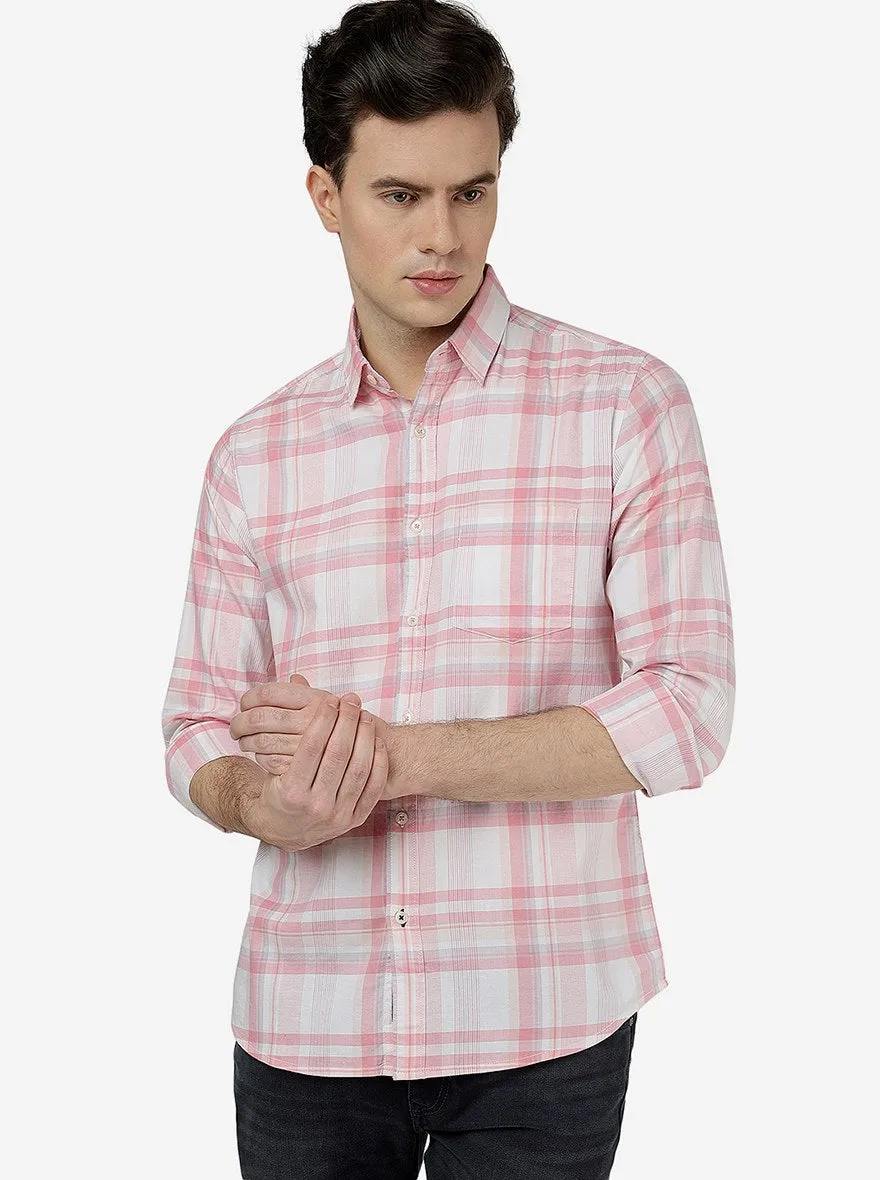 Lotus Pink Checked Slim Fit Casual Shirt | JadeBlue