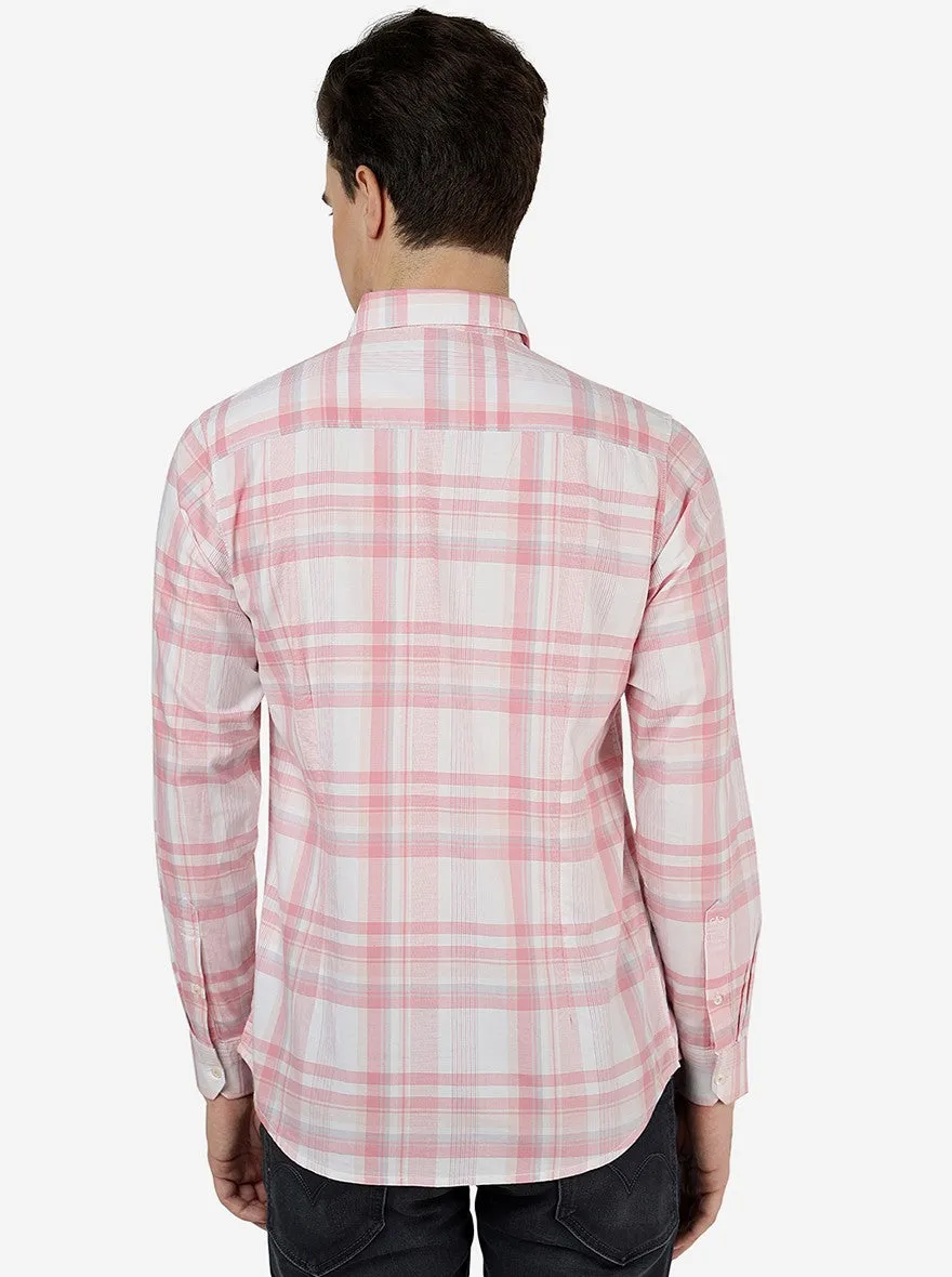 Lotus Pink Checked Slim Fit Casual Shirt | JadeBlue