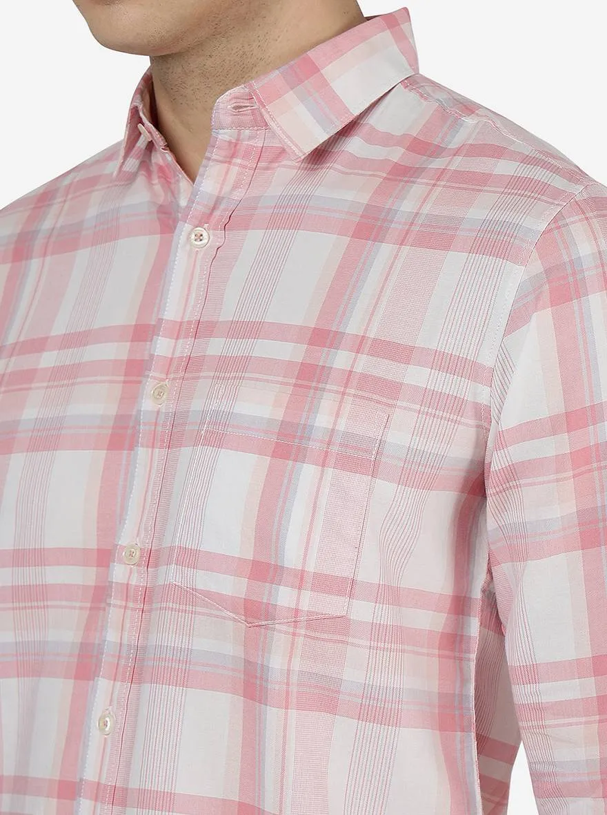 Lotus Pink Checked Slim Fit Casual Shirt | JadeBlue