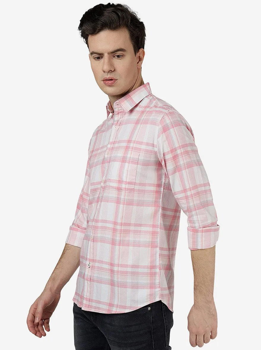 Lotus Pink Checked Slim Fit Casual Shirt | JadeBlue