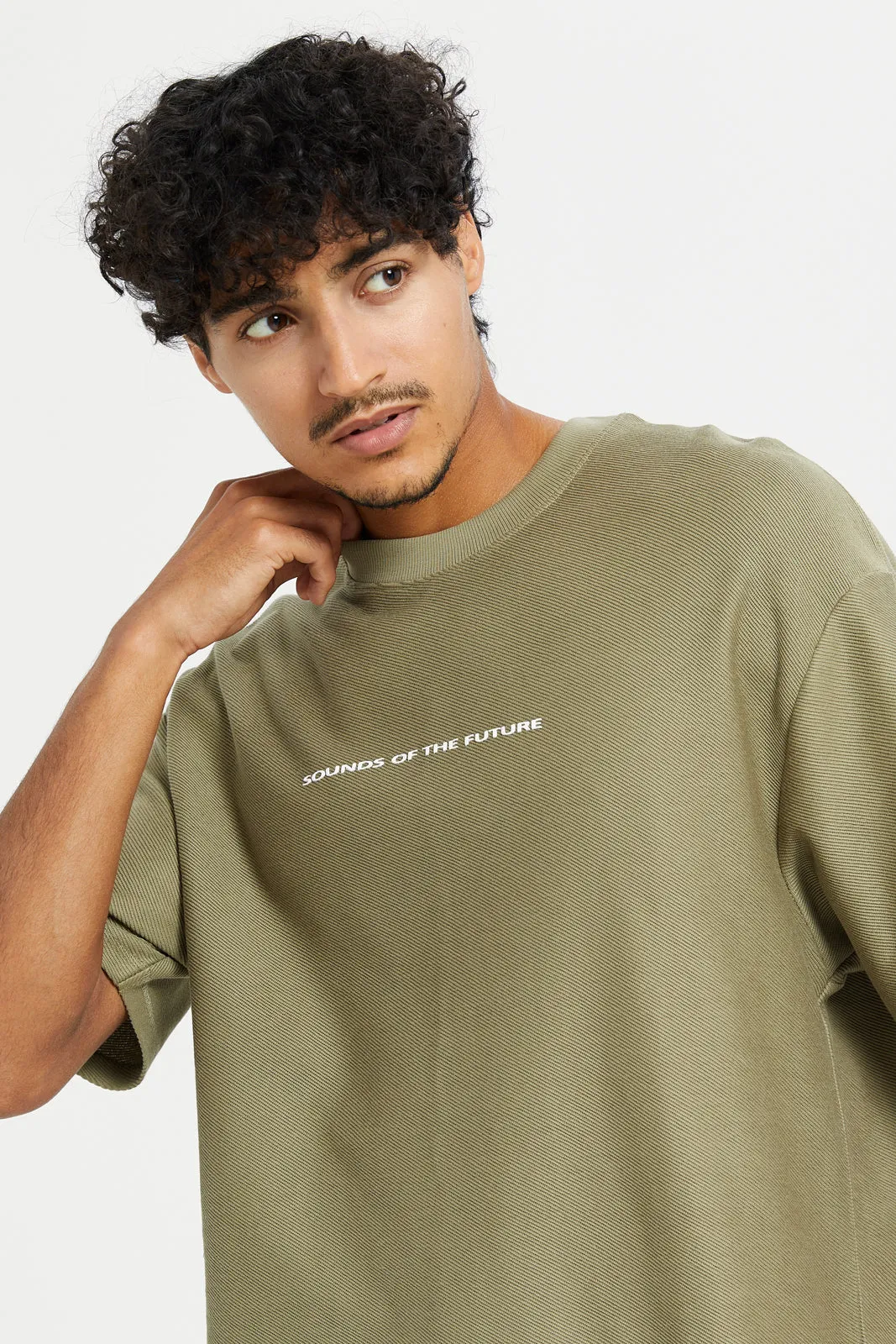 Men Green Printed Oversized T-Shirt