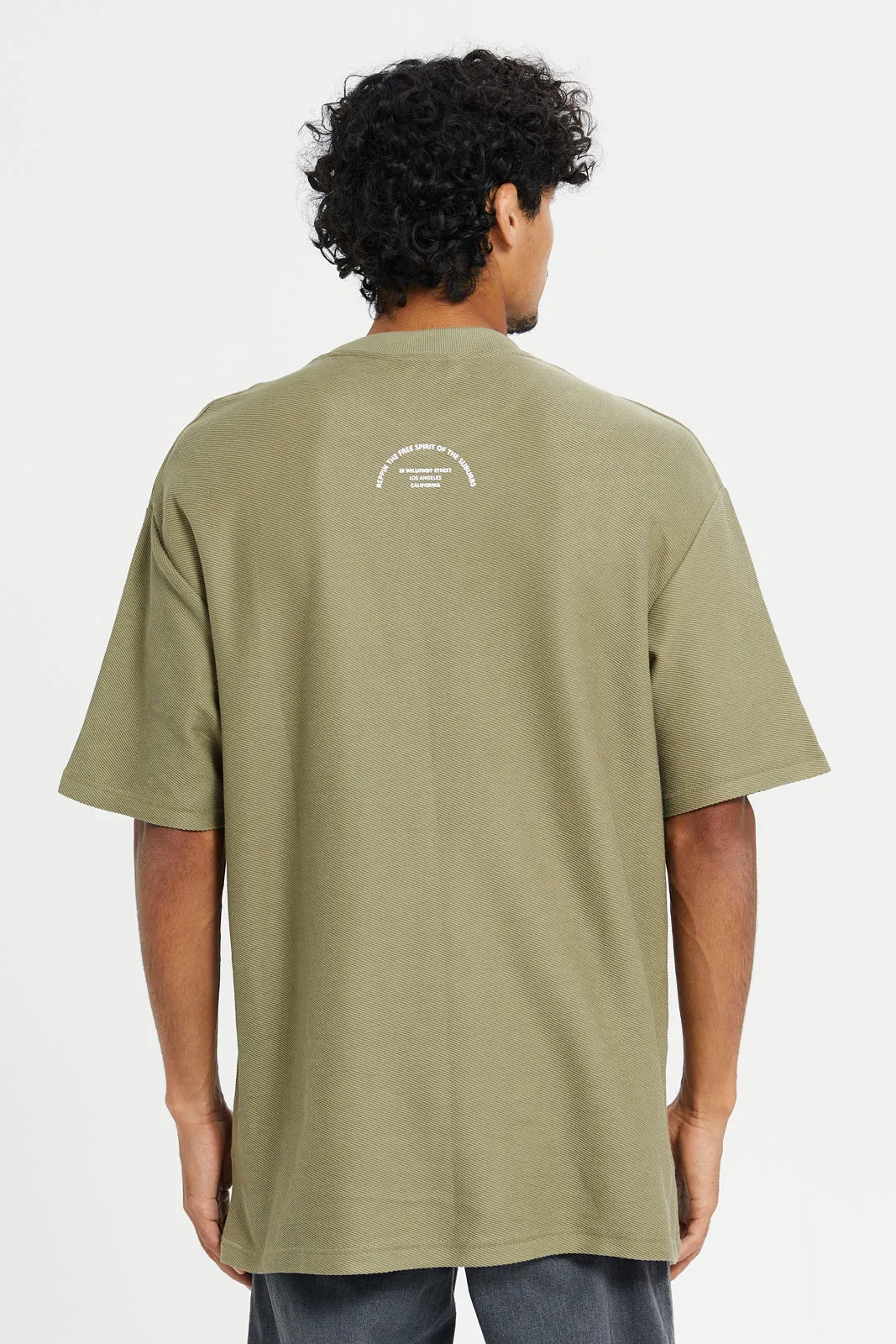 Men Green Printed Oversized T-Shirt