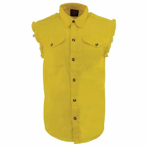 Milwaukee Leather DM4008 Men's Yellow Lightweight Denim Shirt with