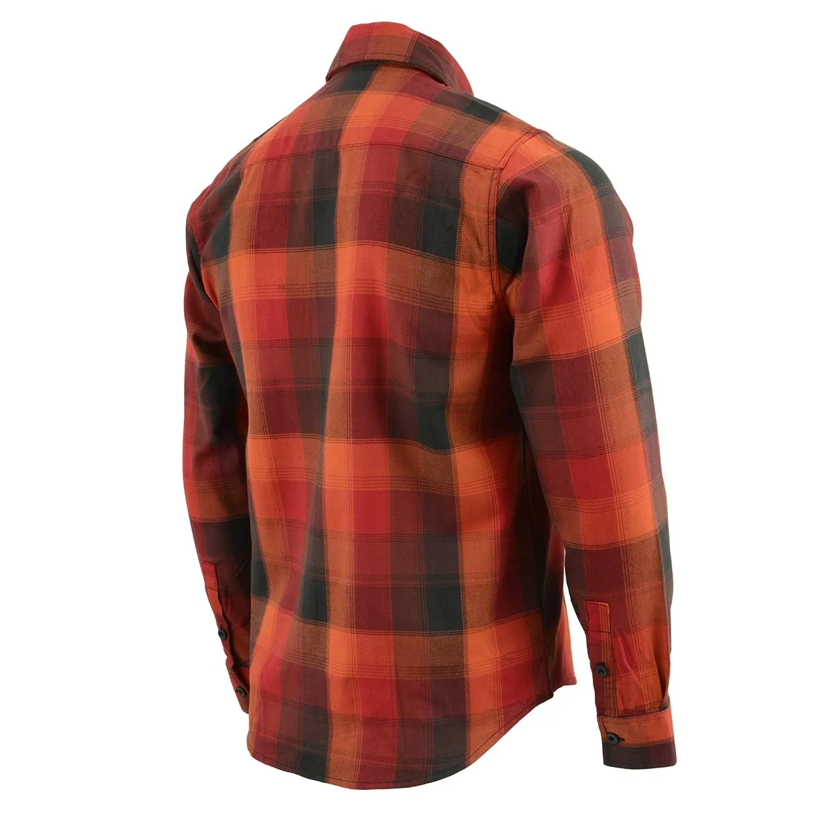 Milwaukee Leather Men's Flannel Plaid Shirt Orange with Red and Black Long Sleeve Cotton Button Down Shirt MNG11641