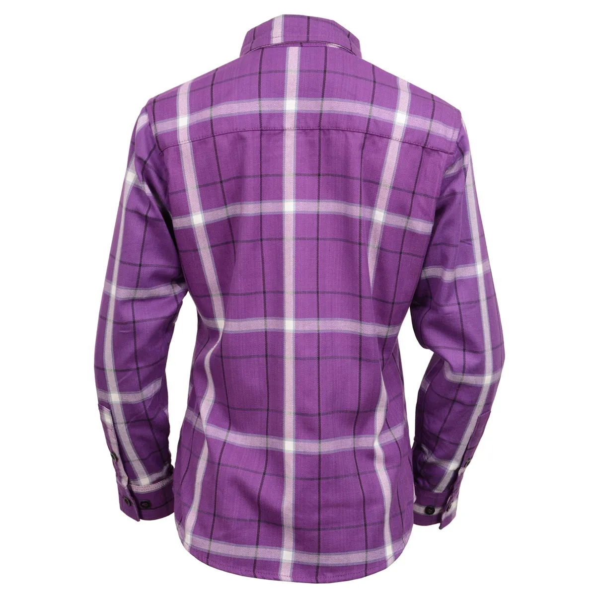 Milwaukee Leather MNG21605 Women's Casual Purple and White Long Sleeve Cotton Casual Flannel Shirt