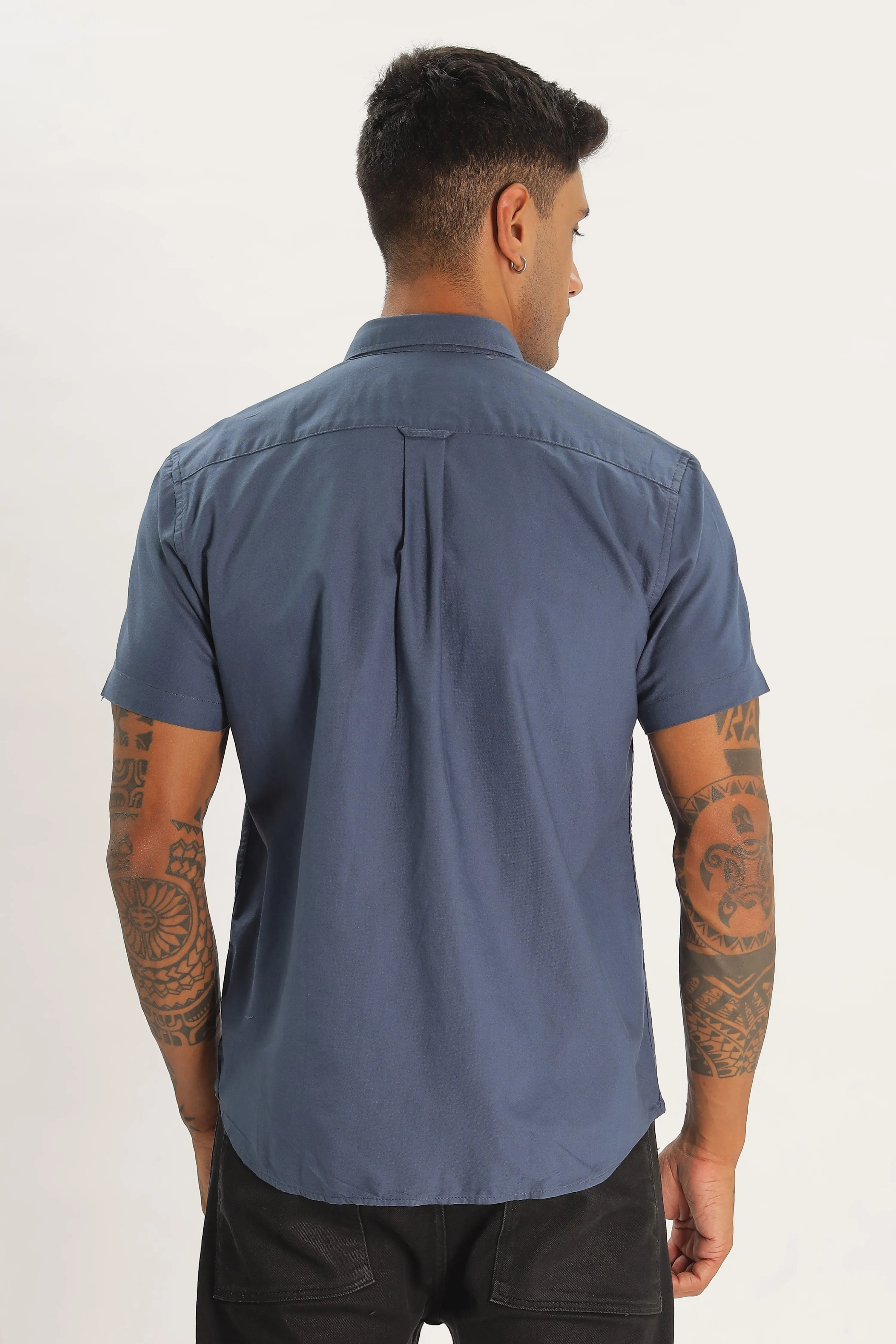 Pastel Blue Half Sleeve Regular Fit Shirt