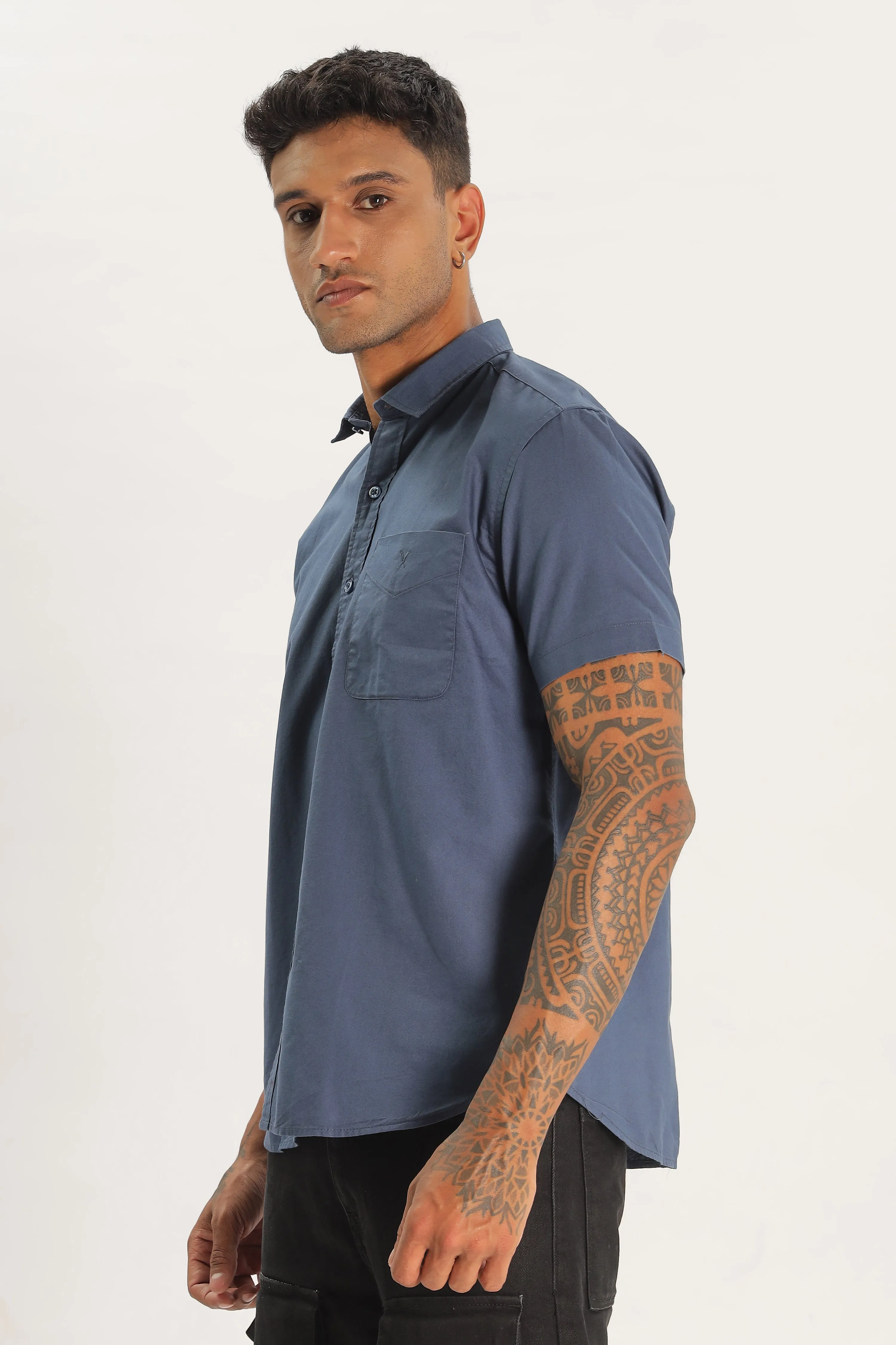 Pastel Blue Half Sleeve Regular Fit Shirt