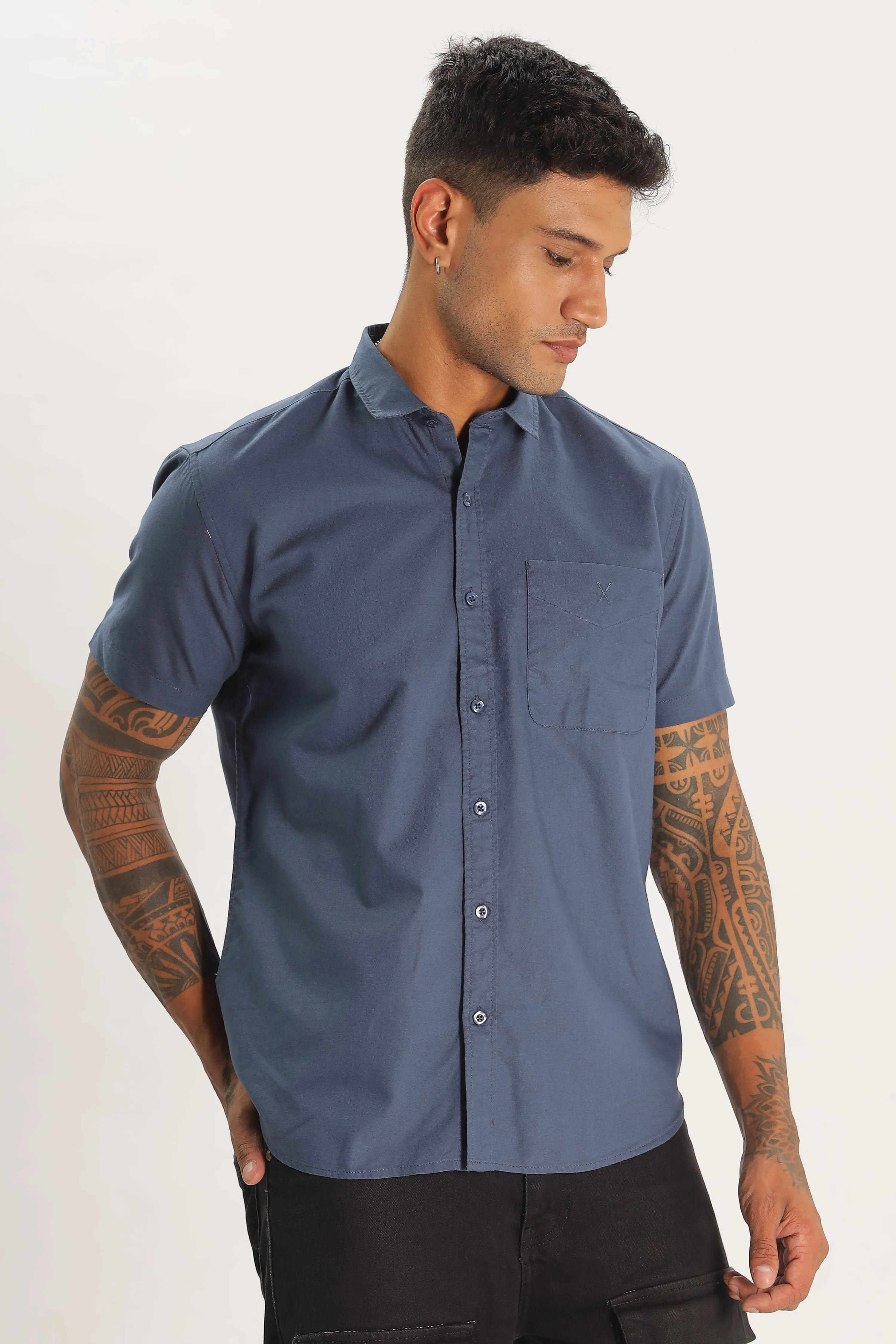 Pastel Blue Half Sleeve Regular Fit Shirt