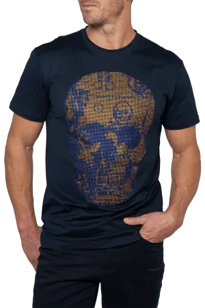 Platini Men's Navy Cotton Rhinestone T-Shirt