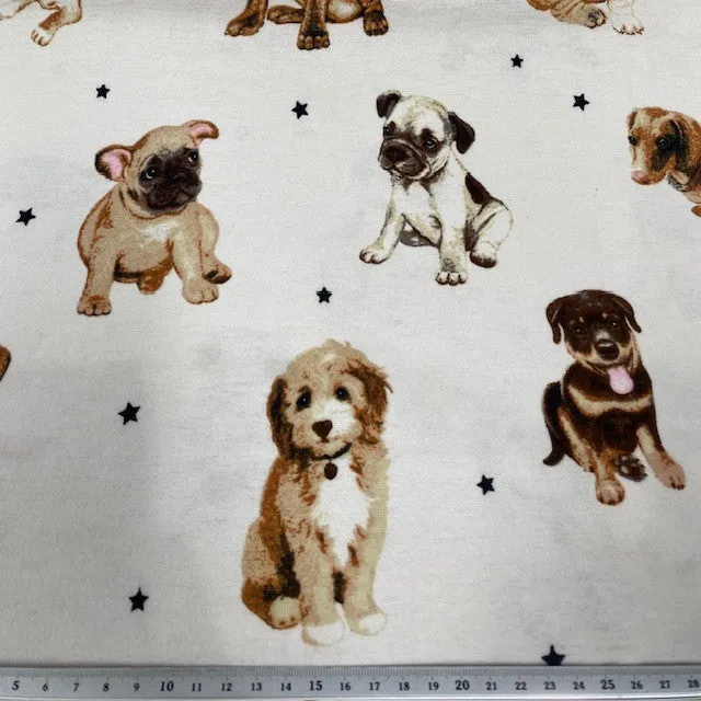 Printed Flannelette Fabric , Multi Dogs -108cm Width