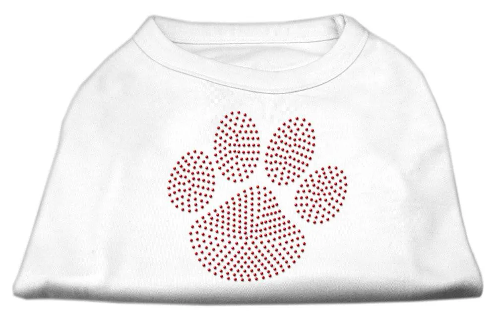 Red Paw Rhinestud Shirts White XXL (18)