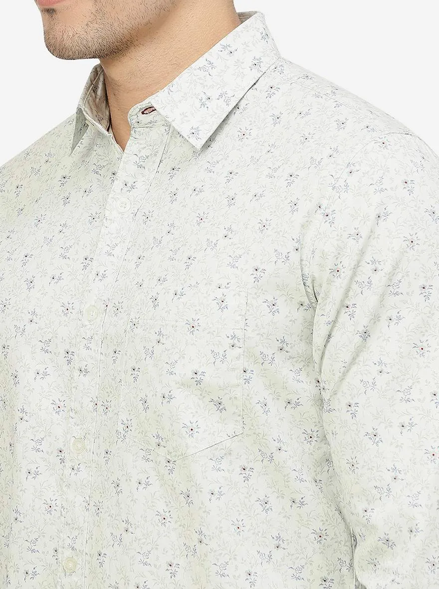 River Blue Printed Slim Fit Casual Shirt | JadeBlue