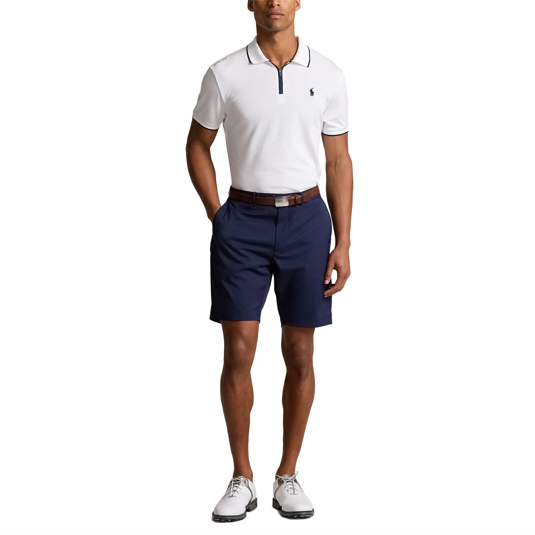 RLX Tailored Fit Performance Pique Zip Polo Ceramic White - AW24