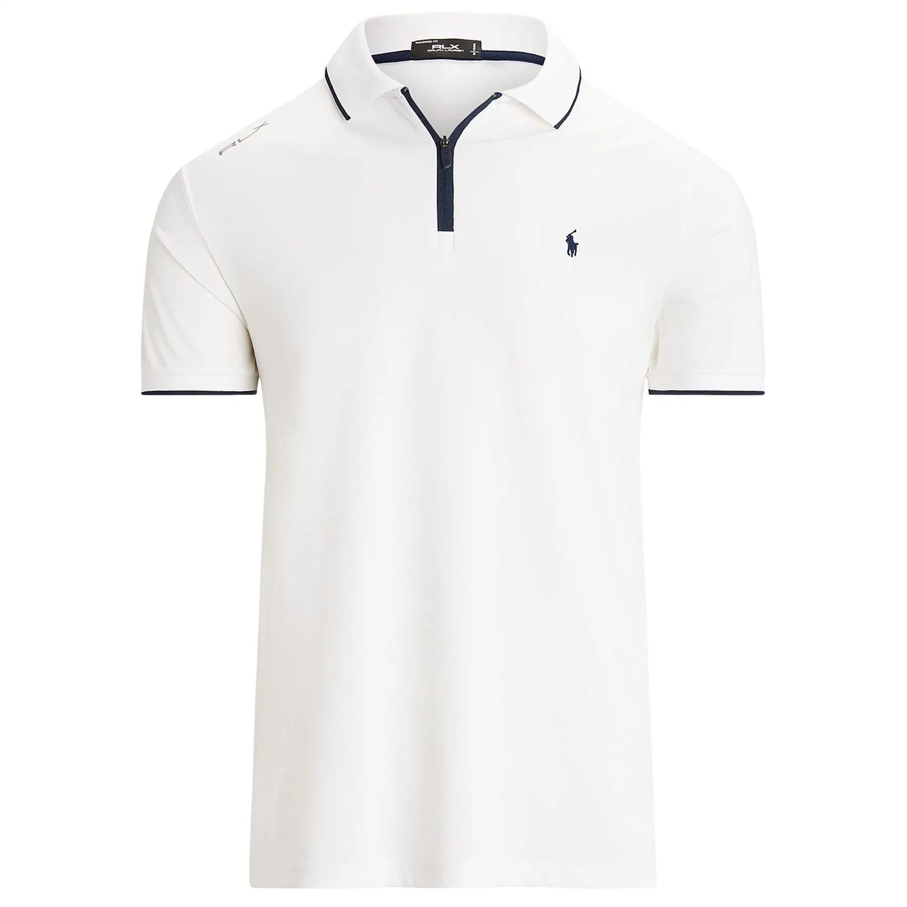 RLX Tailored Fit Performance Pique Zip Polo Ceramic White - AW24