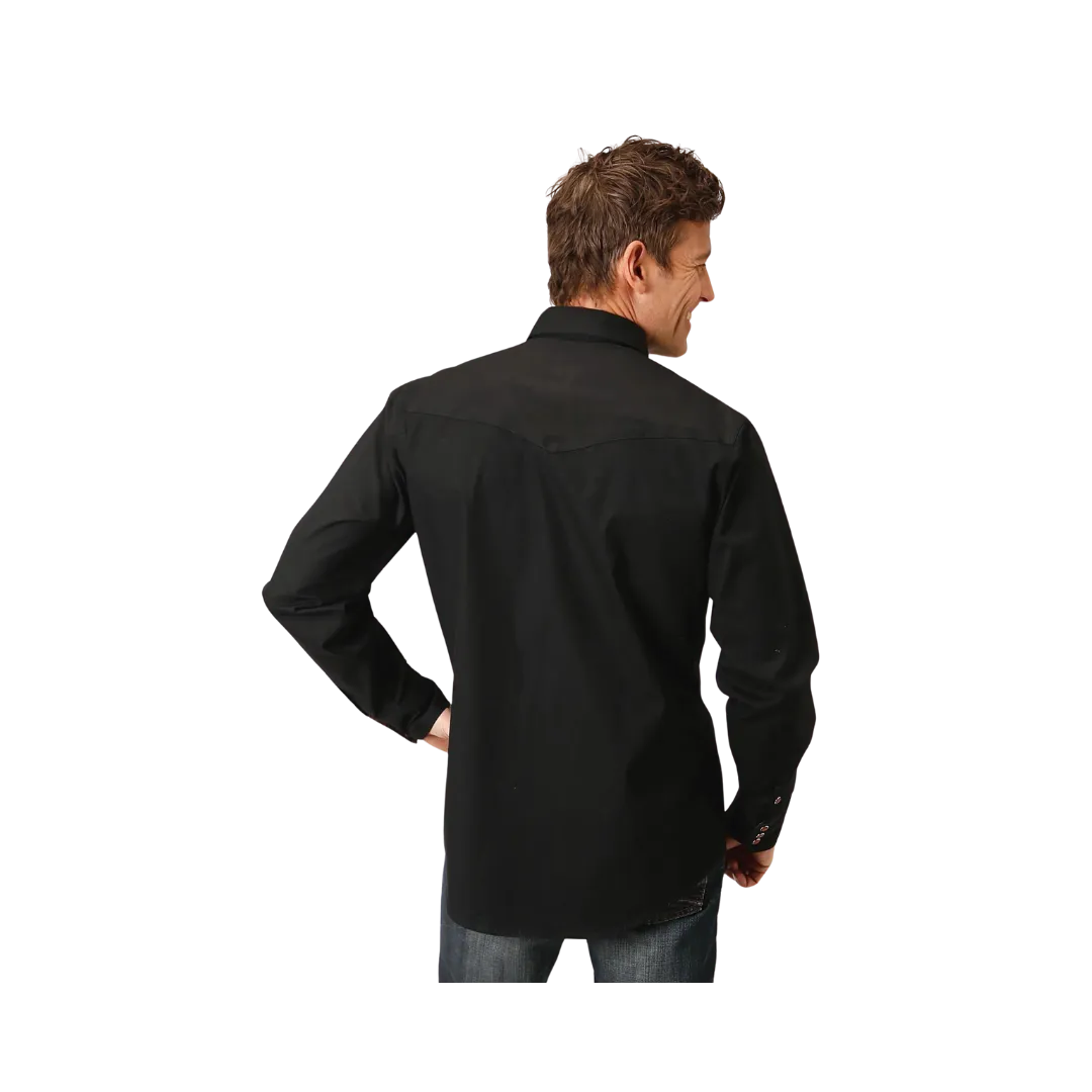 Roper Men's Solid Poplin Black Shirt