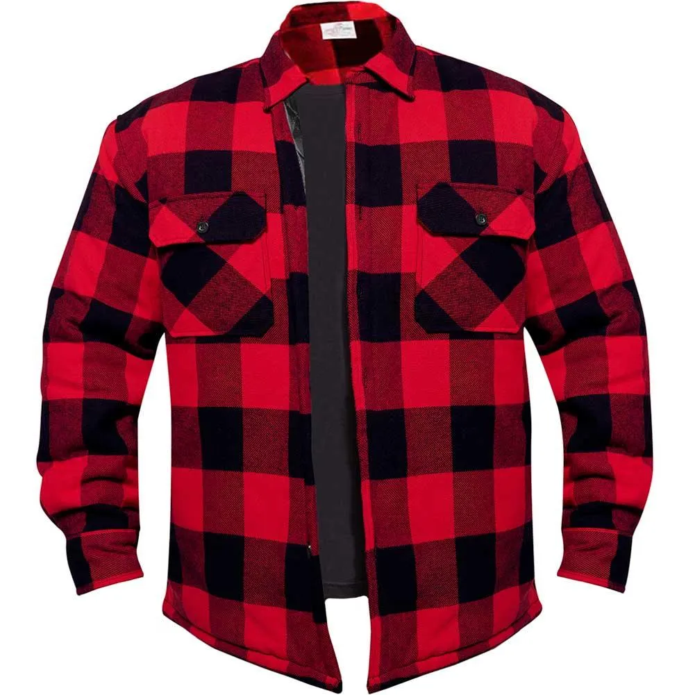 Rothco Mens Quilt Lined Red Plaid Flannel Shirt