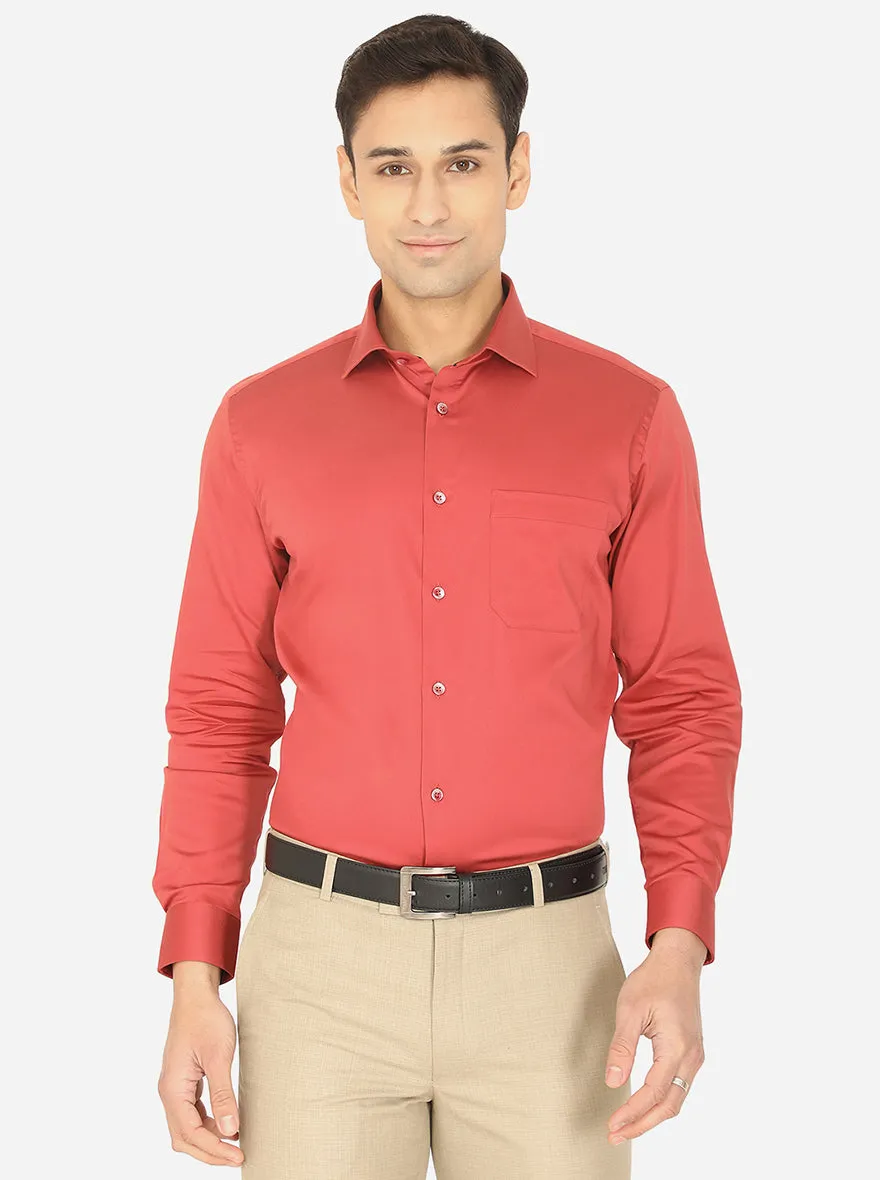 Rust Solid Slim Fit Formal Shirt | Greenfibre