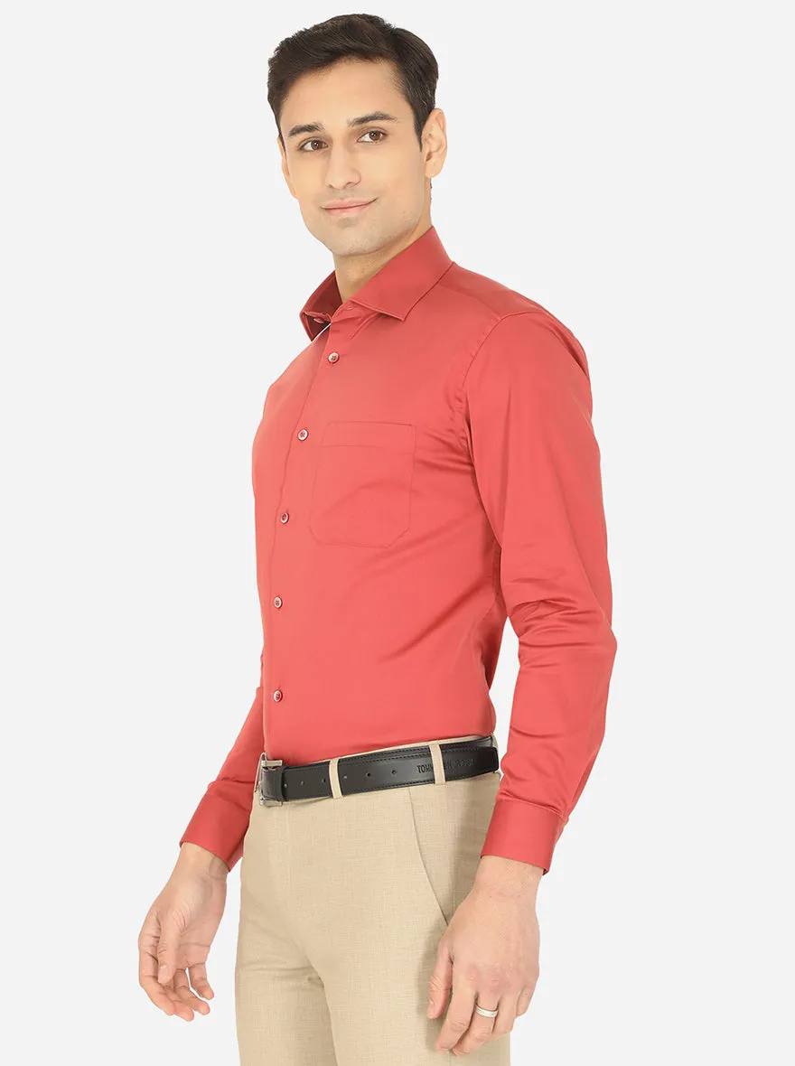 Rust Solid Slim Fit Formal Shirt | Greenfibre