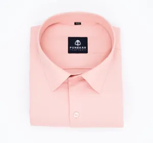 Salmon Orange Color Twitter Lining Blende Cotton Shirts For Men