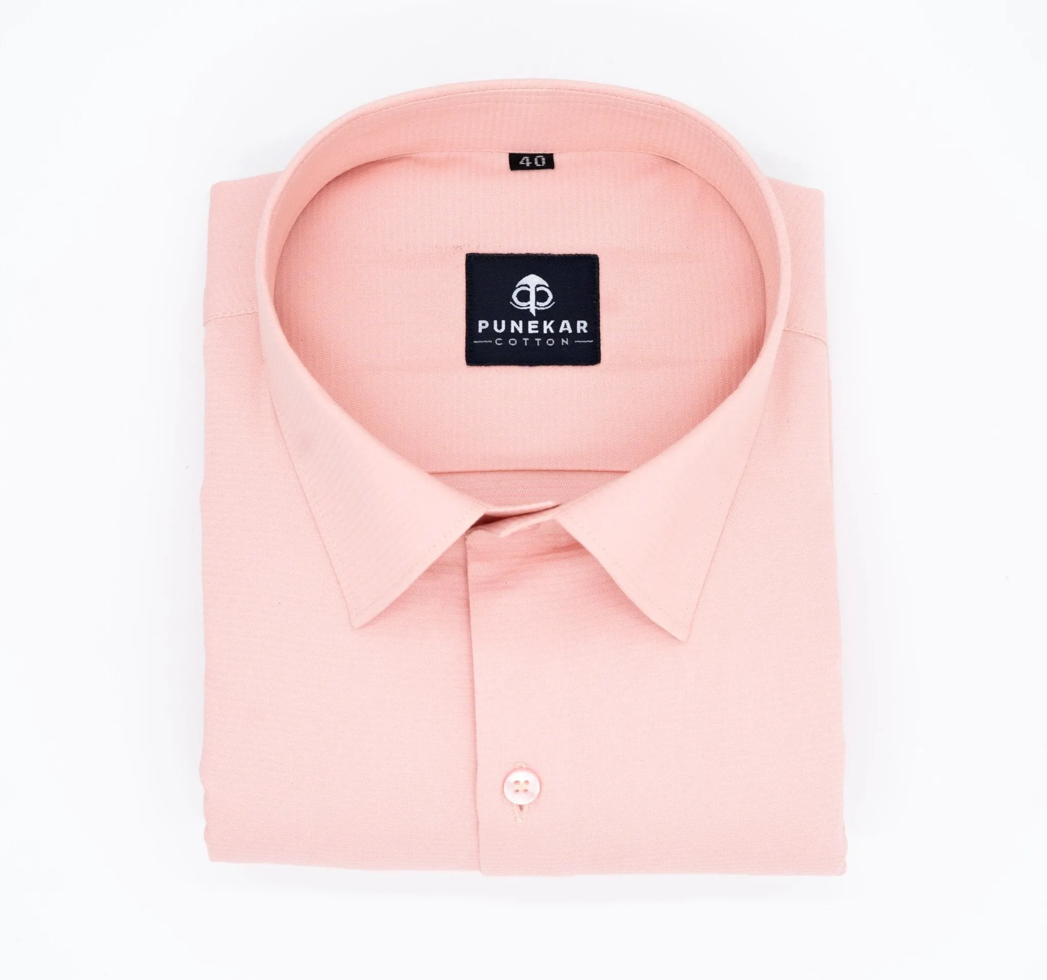 Salmon Orange Color Twitter Lining Blende Cotton Shirts For Men