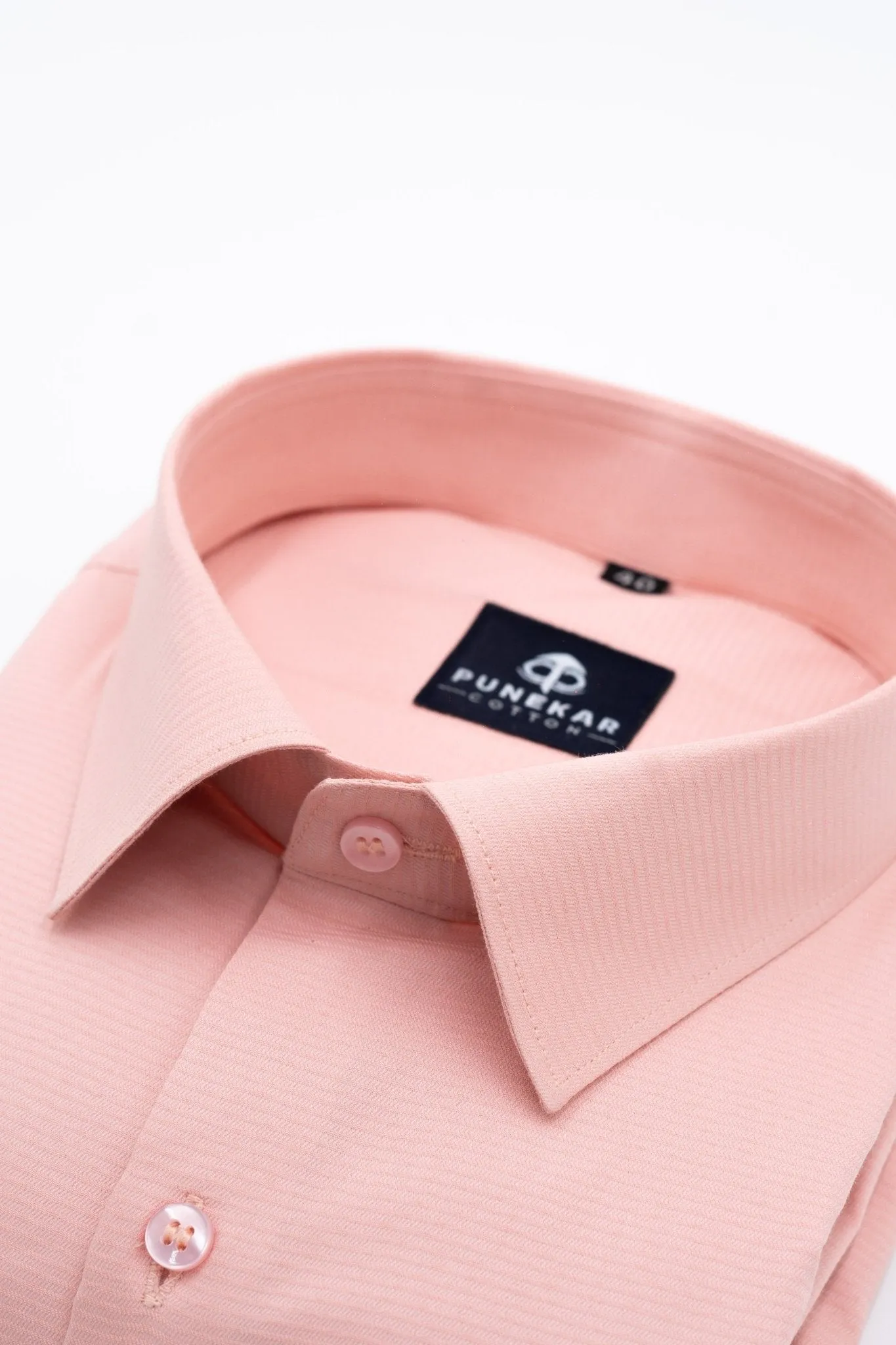 Salmon Orange Color Twitter Lining Blende Cotton Shirts For Men