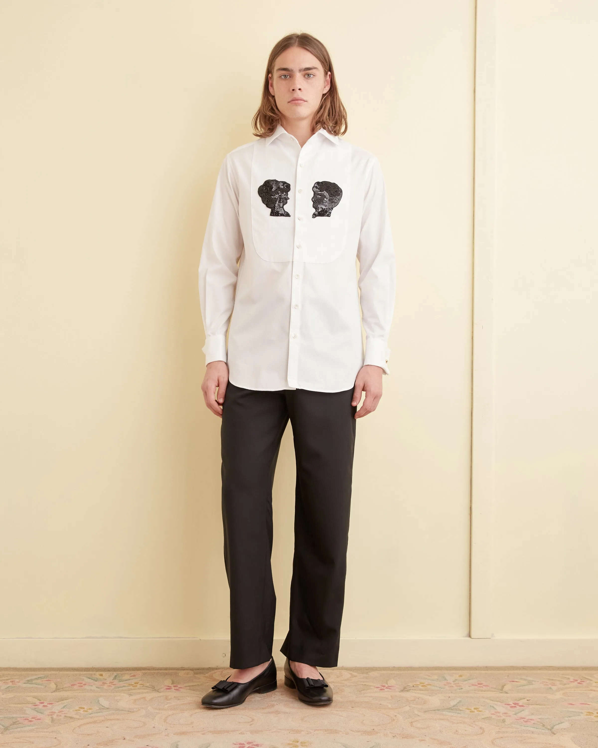 Sequined Silhouette Tuxedo Shirt