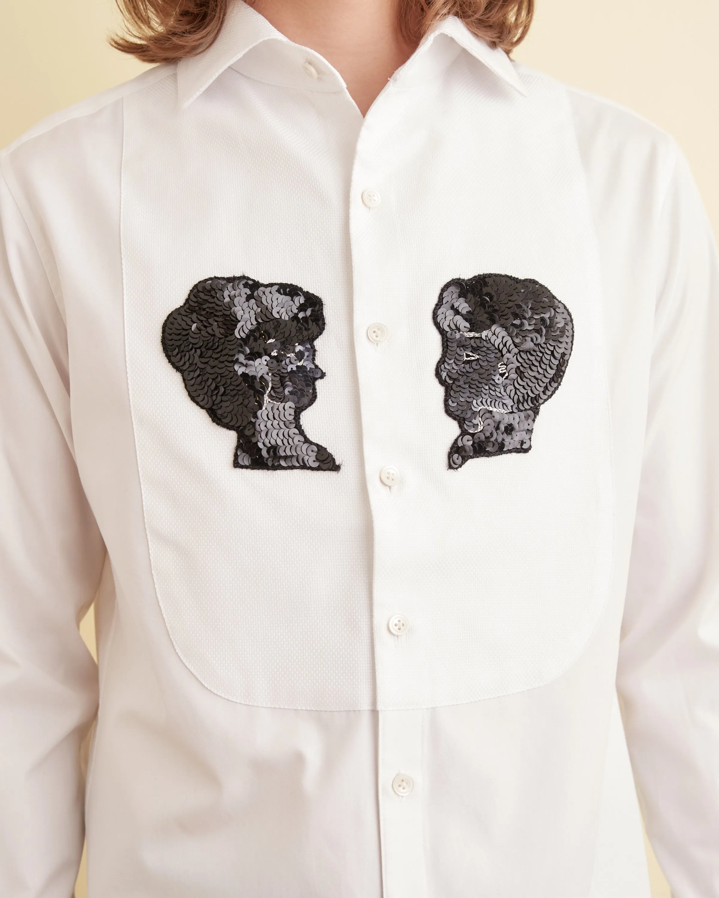 Sequined Silhouette Tuxedo Shirt