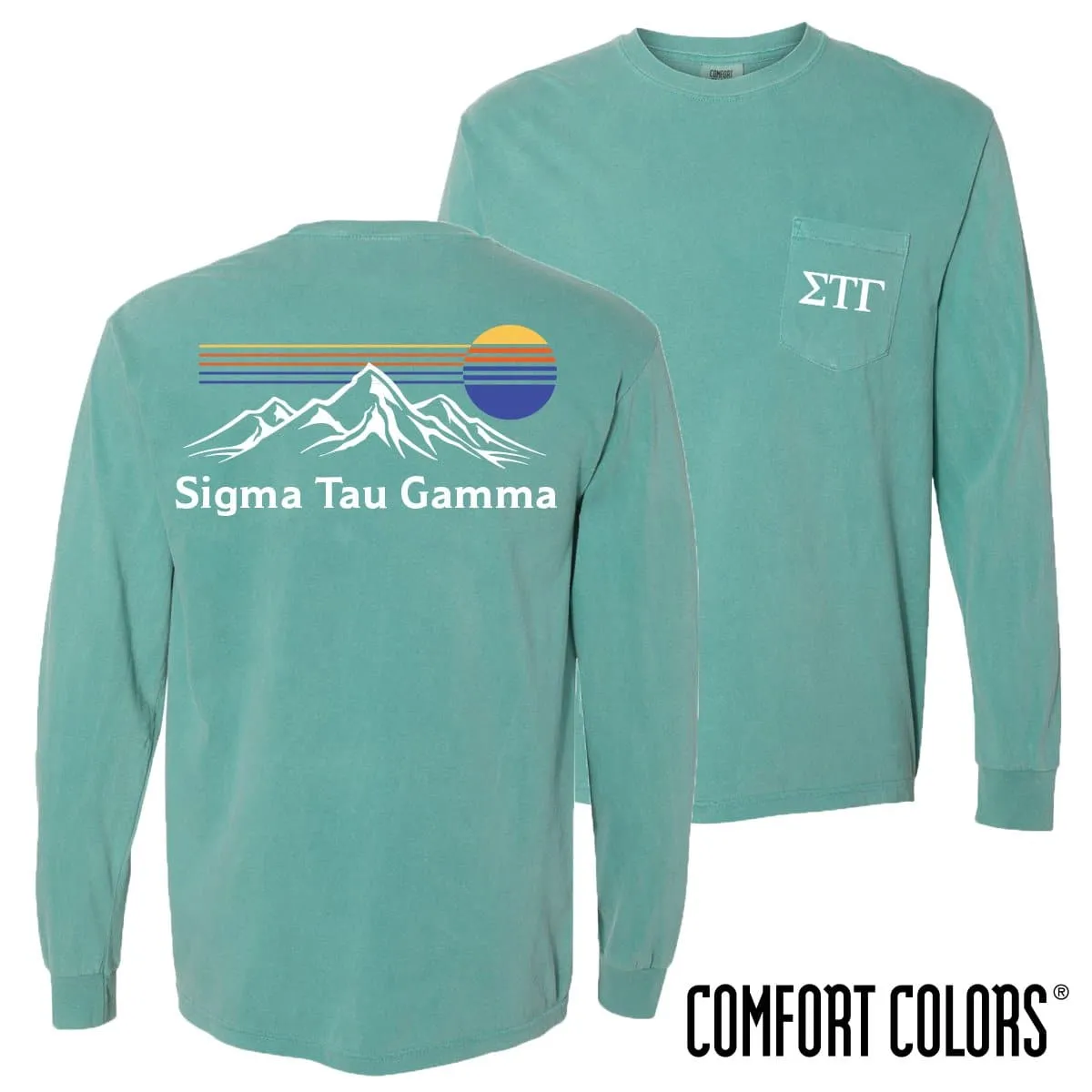 Sig Tau Retro Mountain Comfort Colors Tee