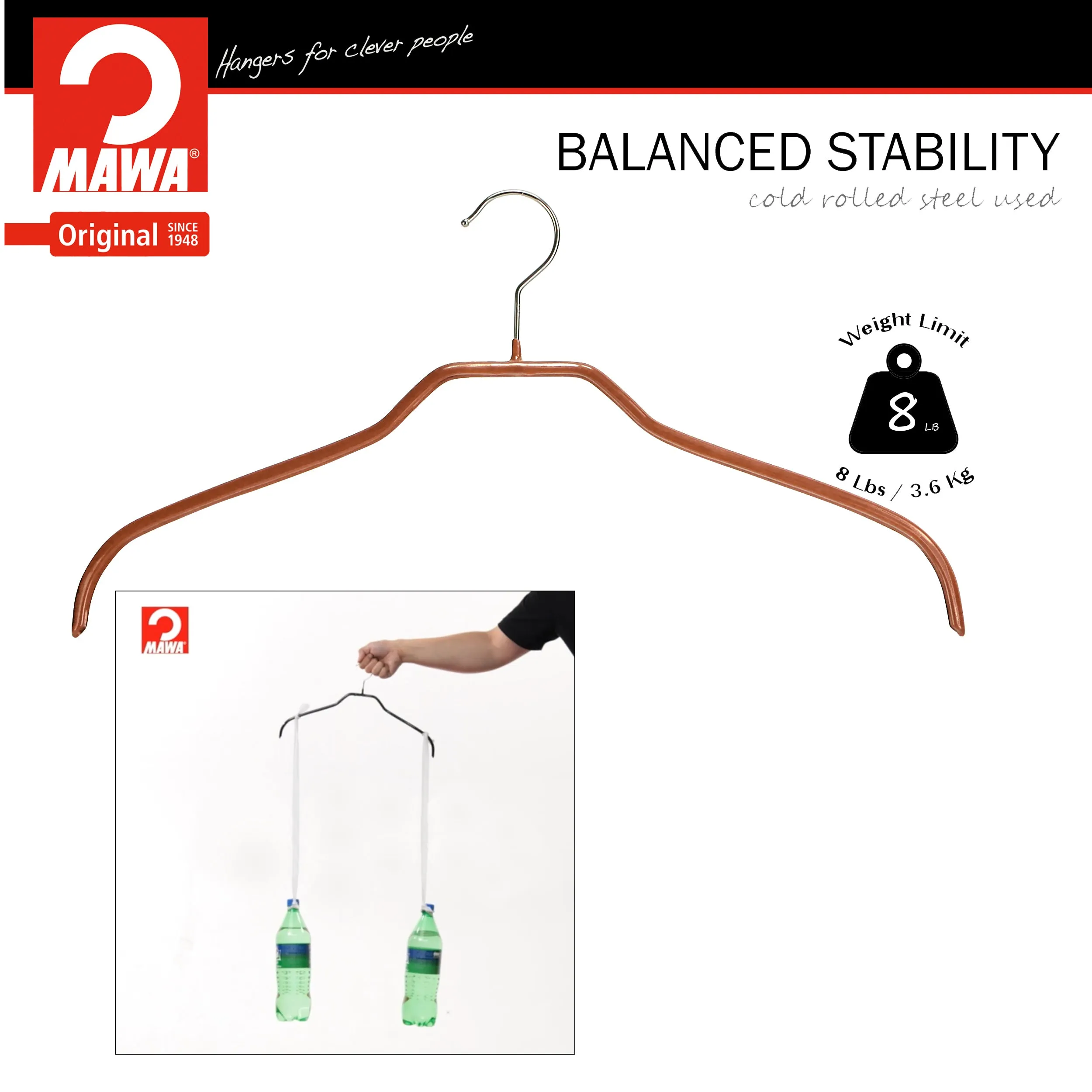 Silhouette Shirt Hanger, Narrow Version, 36-F, Copper