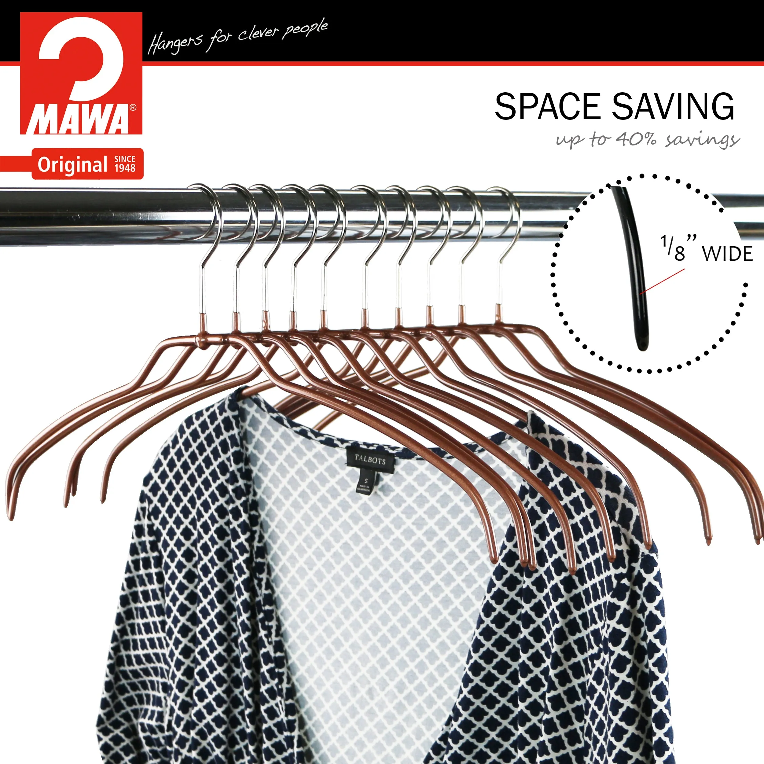 Silhouette Space-Saving Shirt Hanger, 42-FT, Copper