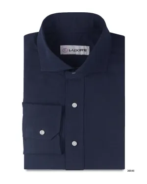 Solid Navy Blue Linen Shirt