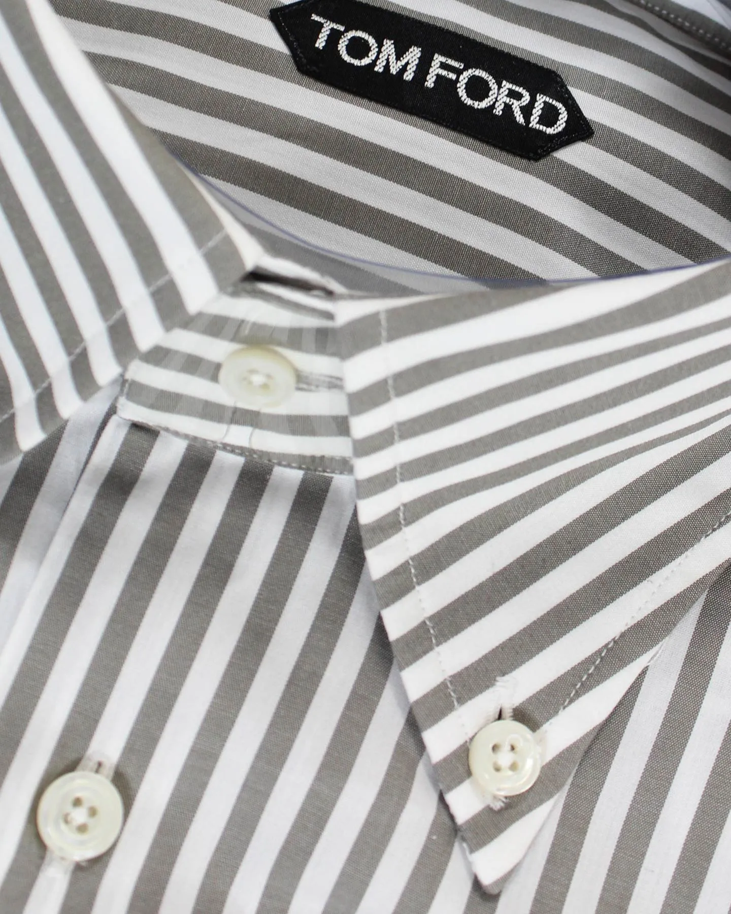 Tom Ford Button-Down Shirt White Gray Stripes 39 - 15 1/2 SALE