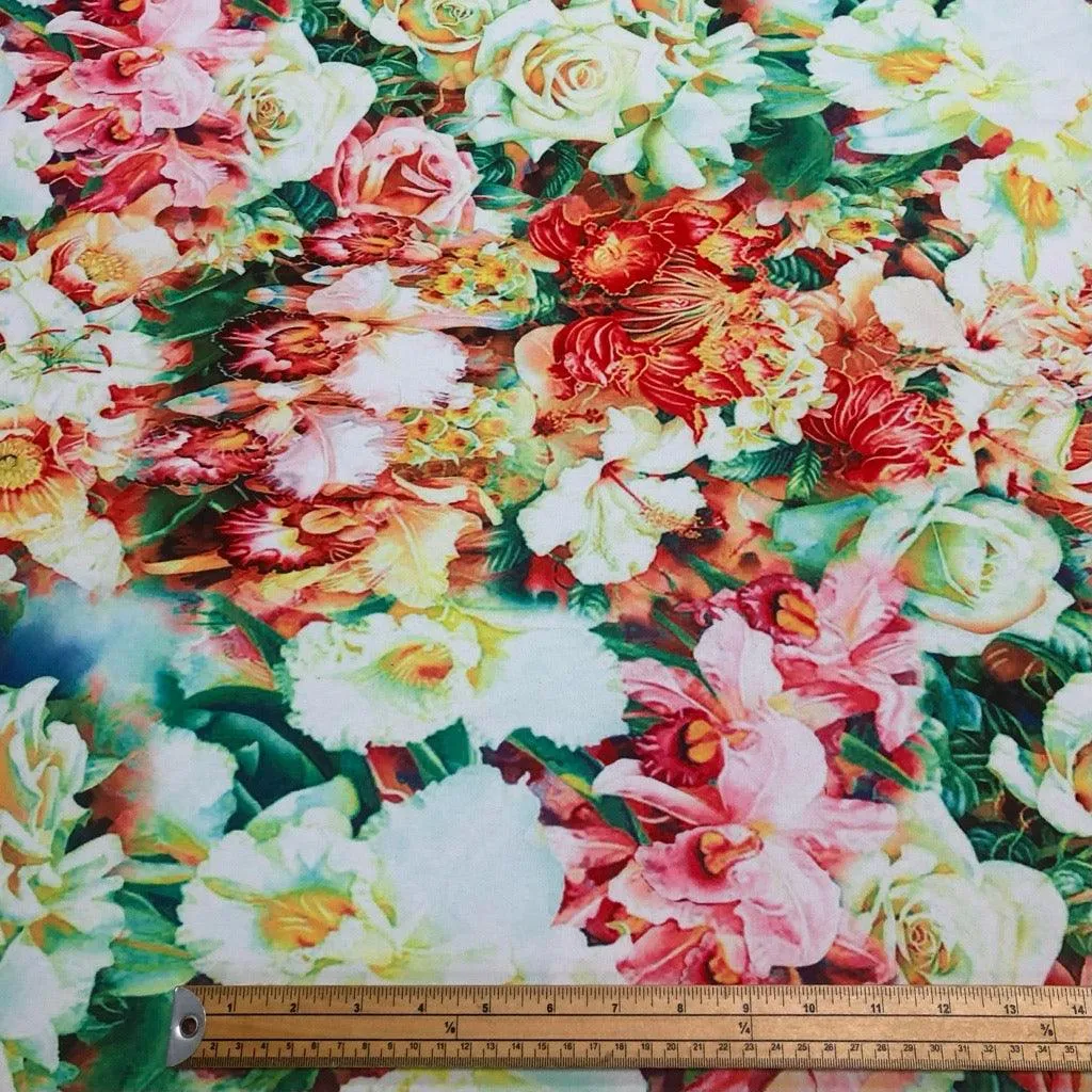 Vivid Floral Garden Cotton-Touch Polyester Fabric