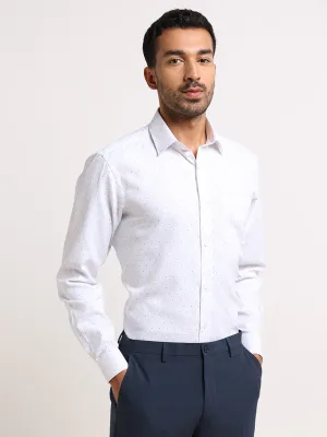 WES Formals White Printed Relaxed Fit Shirt