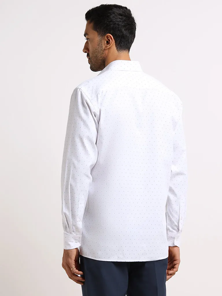 WES Formals White Printed Relaxed Fit Shirt