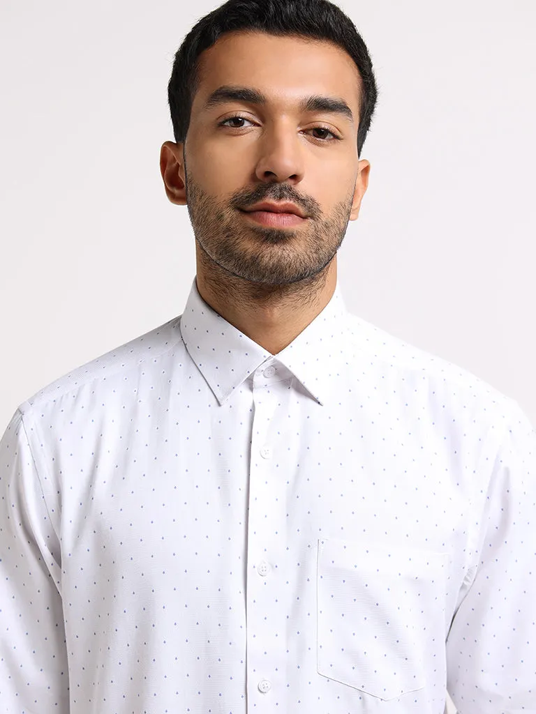 WES Formals White Printed Relaxed Fit Shirt