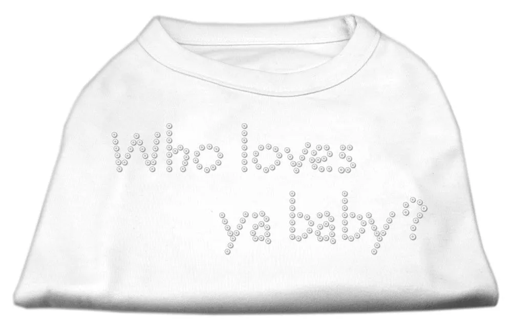 Who Loves Ya Baby? Rhinestone Shirts White XS (8)