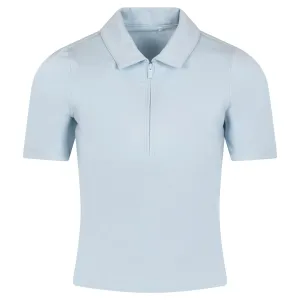 Womens Private Lesson Zipped Polo Heather Baby Blue - AW24